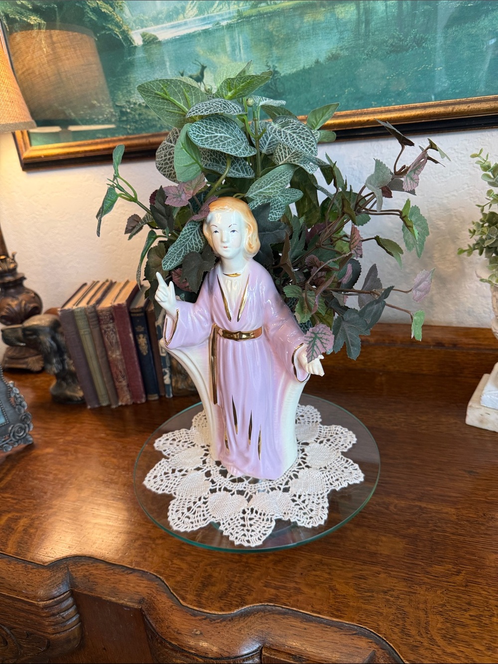 ❤️sold1950s Lady Head Vase Planter – Pink & Lilac Ceramic with Gold Accents - Picture 14 of 14